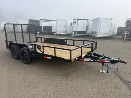 New 2026 Delco Trailers 14' Utility Trailer- Idler axle & Braked axle-4' gate- Spare & Mount!