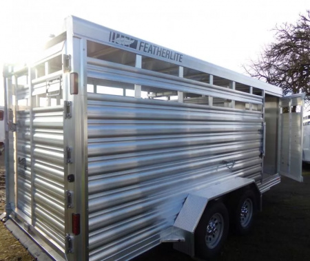 New 2026 Featherlite 8107 PERFECTFIT STOCK TRAILER- Center Gate w/ slider- Full swing rear gate-24'' gravel guard