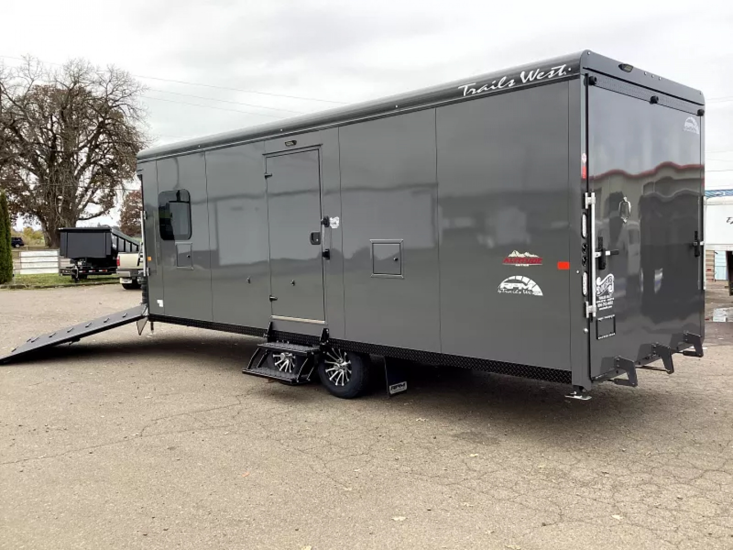 New 2026 Trails West 28ft. Snowmobile Trailer - Altitude package - Track melt Heater - Charcoal w/ black cove - Power rear ramp