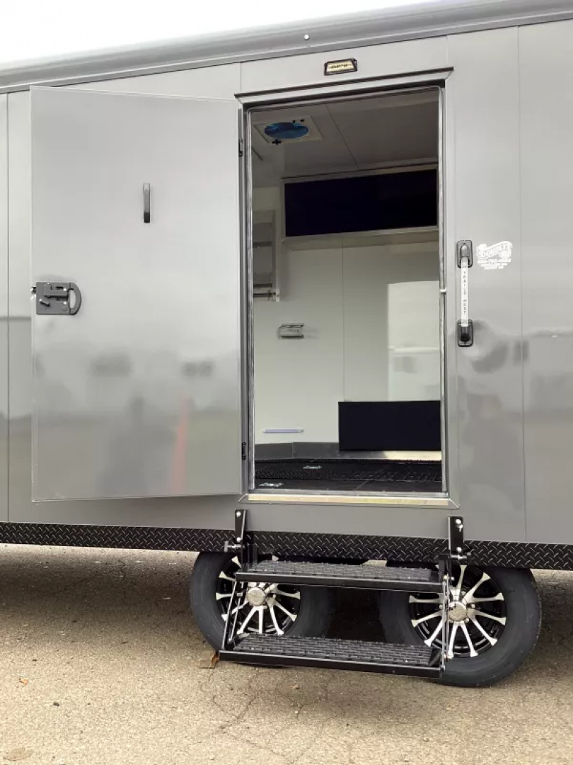 New 2026 Trails West 28ft. Snowmobile Trailer - Altitude package - Track melt Heater - Charcoal w/ black cove - Power rear ramp