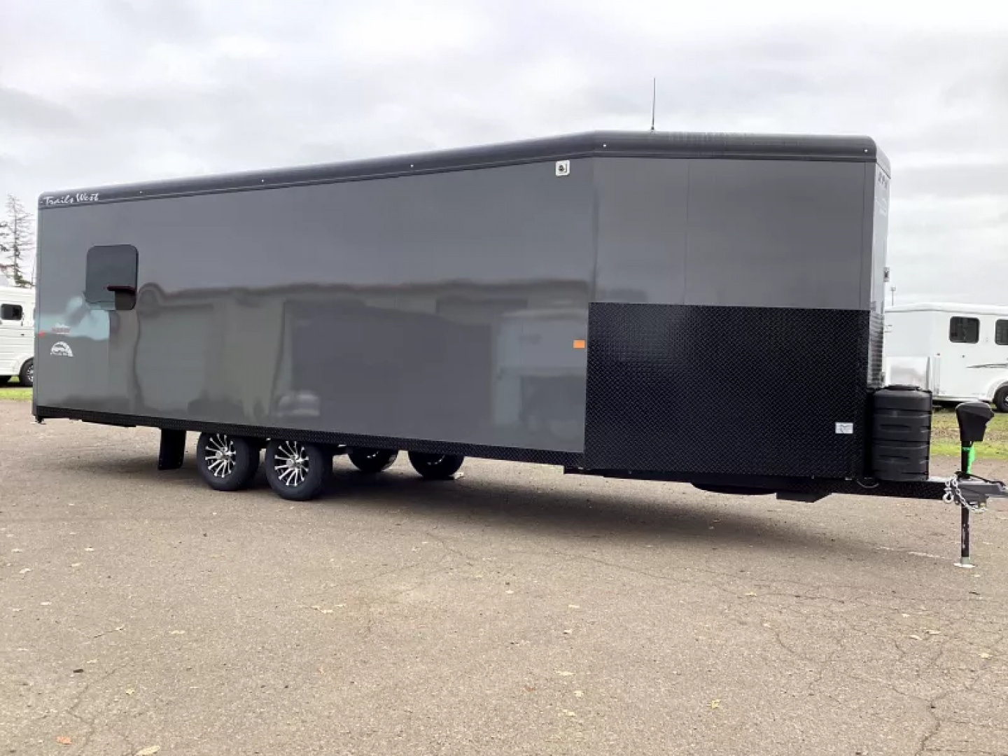 New 2026 Trails West 28ft. Snowmobile Trailer - Altitude package - Track melt Heater - Charcoal w/ black cove - Power rear ramp