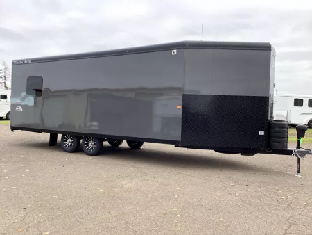 New 2026 Trails West 28ft. Snowmobile Trailer - Altitude package - Track melt Heater - Charcoal w/ black cove - Power rear ramp