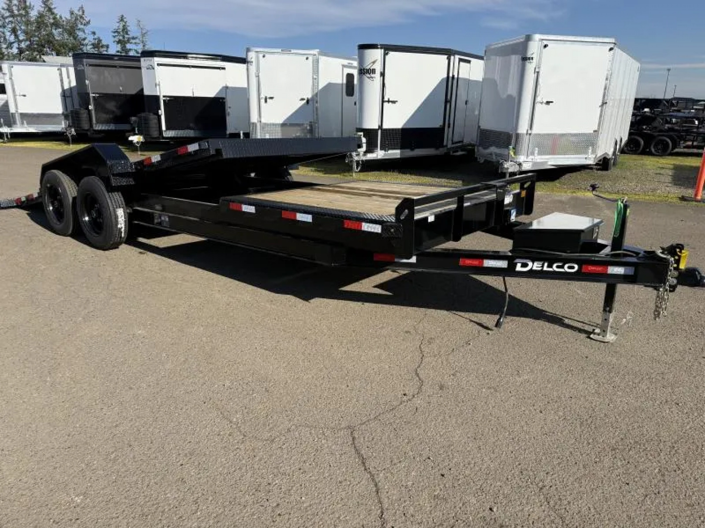 New 2026 Delco Trailers T322-16K Bumper Tilt Car/Equipment Trailer-6' Stationary Deck, Knife Edge, 17.5" tires