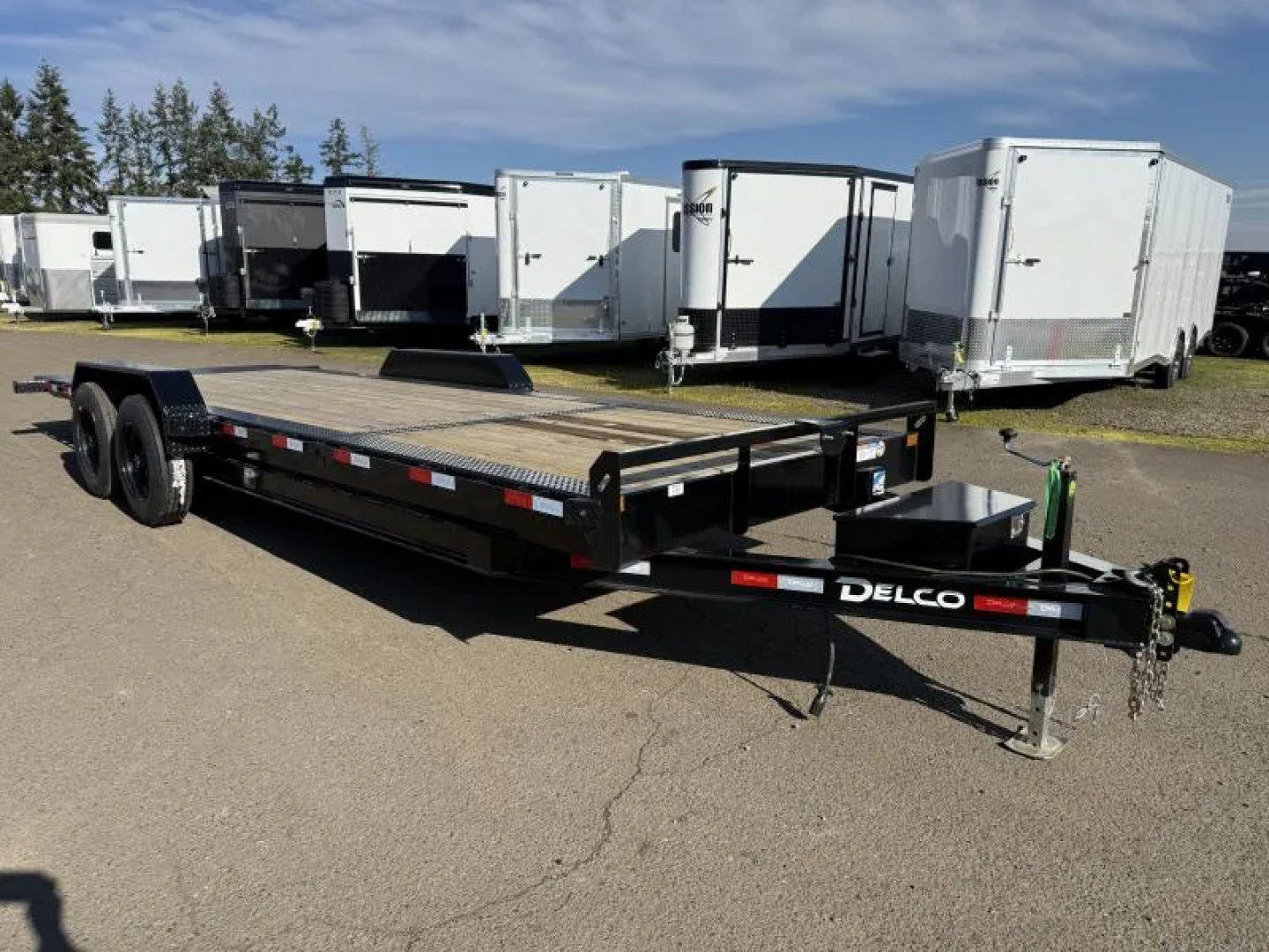 New 2026 Delco Trailers T324-Bumper Tilt Car/Equipment Trailer-8' Stationary Deck, Knife Edge, 17.5" tires