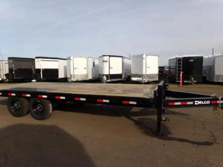 New 2026 Delco Trailers F820 14k Deckover Bumper Pull Trailer, 12k lb Spring Loaded Dual Jack, Black