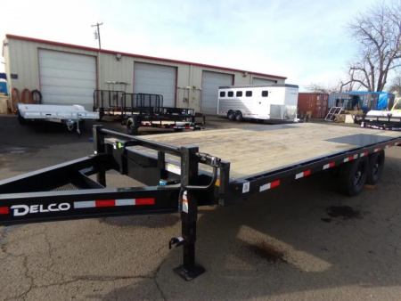 New 2026 Delco Trailers F820 14k Deckover Bumper Pull Trailer, 12k lb Spring Loaded Dual Jack, Black