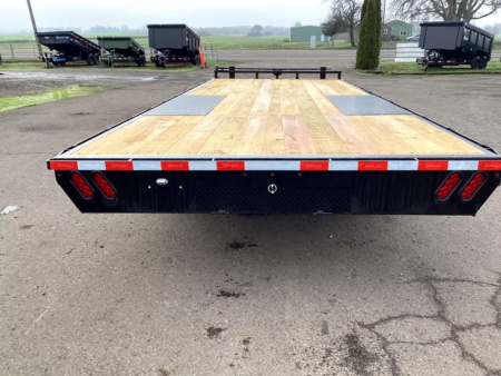 New 2026 Delco F822 14K Deckover Trailer- 102" x 22' -8" x 13lb I-Beam Frame & Tongue, Black, 12k lb Spring Loaded Dual Jack Bumper Pull