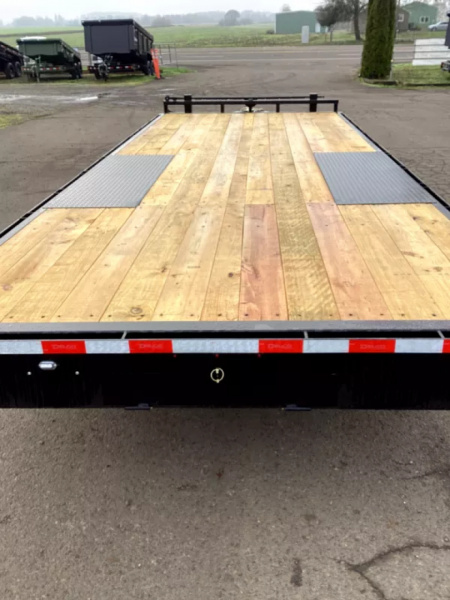 New 2026 Delco F822 14K Deckover Trailer- 102" x 22' -8" x 13lb I-Beam Frame & Tongue, Black, 12k lb Spring Loaded Dual Jack Bumper Pull