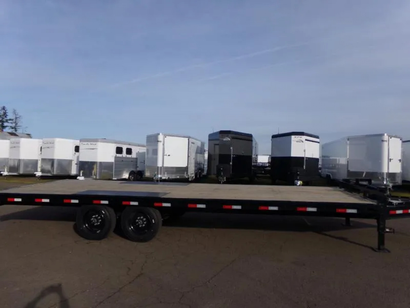 New 2026 Delco Trailers F824 16K Deckover Bumper Pull Trailer-102" x 24', Black, 12k lb Spring Loaded Dual Jack, 17.5" Tires