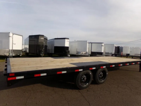 New 2026 Delco Trailers F824 16K Deckover Bumper Pull Trailer-102  x 24', Black, 12k lb Spring Loaded Dual Jack, 17.5  Tires