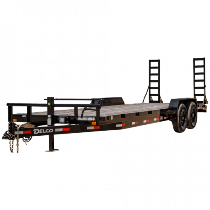 New 2026 Delco Trailers C520 Bumper Pull Open Car Hauler, 83"x 20' -14k, 2' Dove Diamond Plate Trail w/ HD Fold Up Ramps