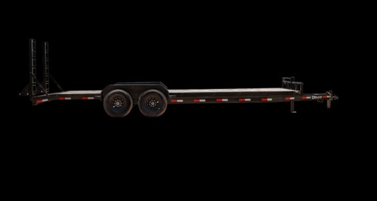 New 2026 Delco Trailers C520 Bumper Pull Open Car Hauler, 83"x 20' -14k, 2' Dove Diamond Plate Trail w/ HD Fold Up Ramps