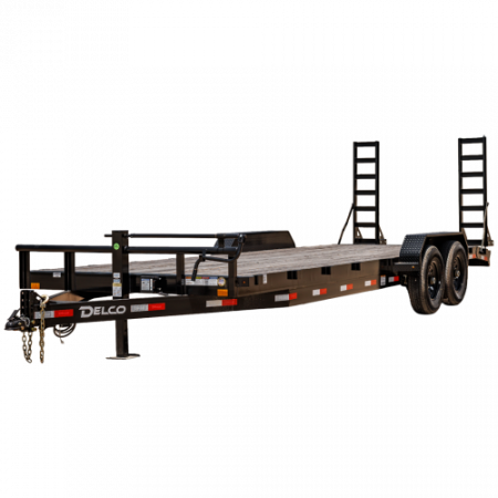 New 2026 Delco Trailers C520 Bumper Pull Open Car Hauler, 83 x 20' -14k, 2' Dove Diamond Plate Trail w/ HD Fold Up Ramps