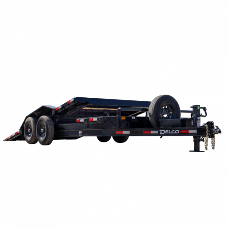 New 2026 Delco T720 14k Bumper Pull Full Tilt Equipment Trailer-Black, Tilt Deck w/ Knife Edge