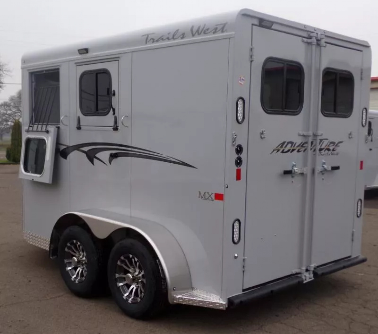 New 2026 Trails West Adventure MX II 2H-Grey-Swing out Saddle Rack-Water Tank-7' Tall 2 Horse Trailer
