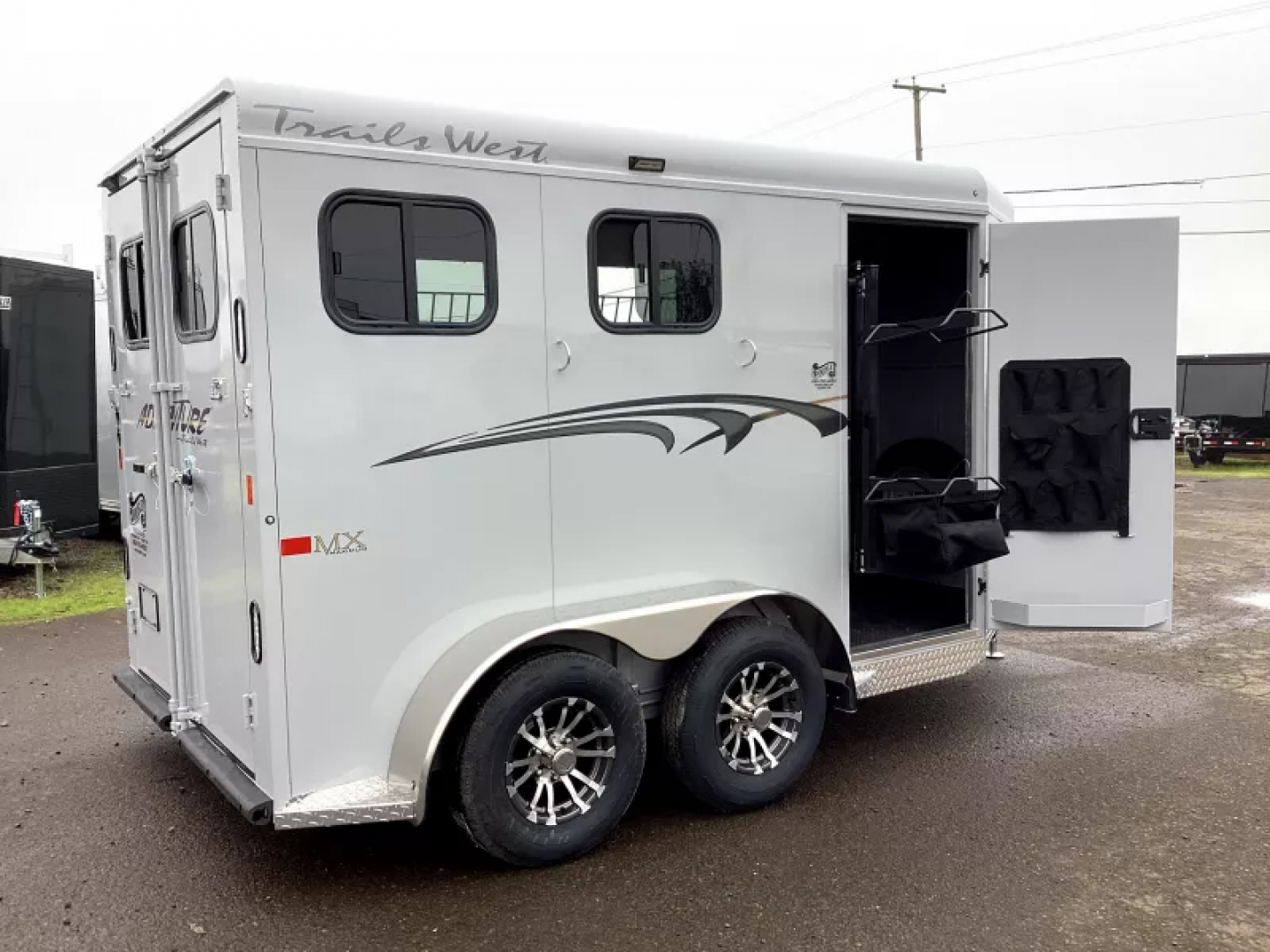 New 2026 Trails West Adventure MX II 2H-Grey-Swing out Saddle Rack-Water Tank-7' Tall 2 Horse Trailer