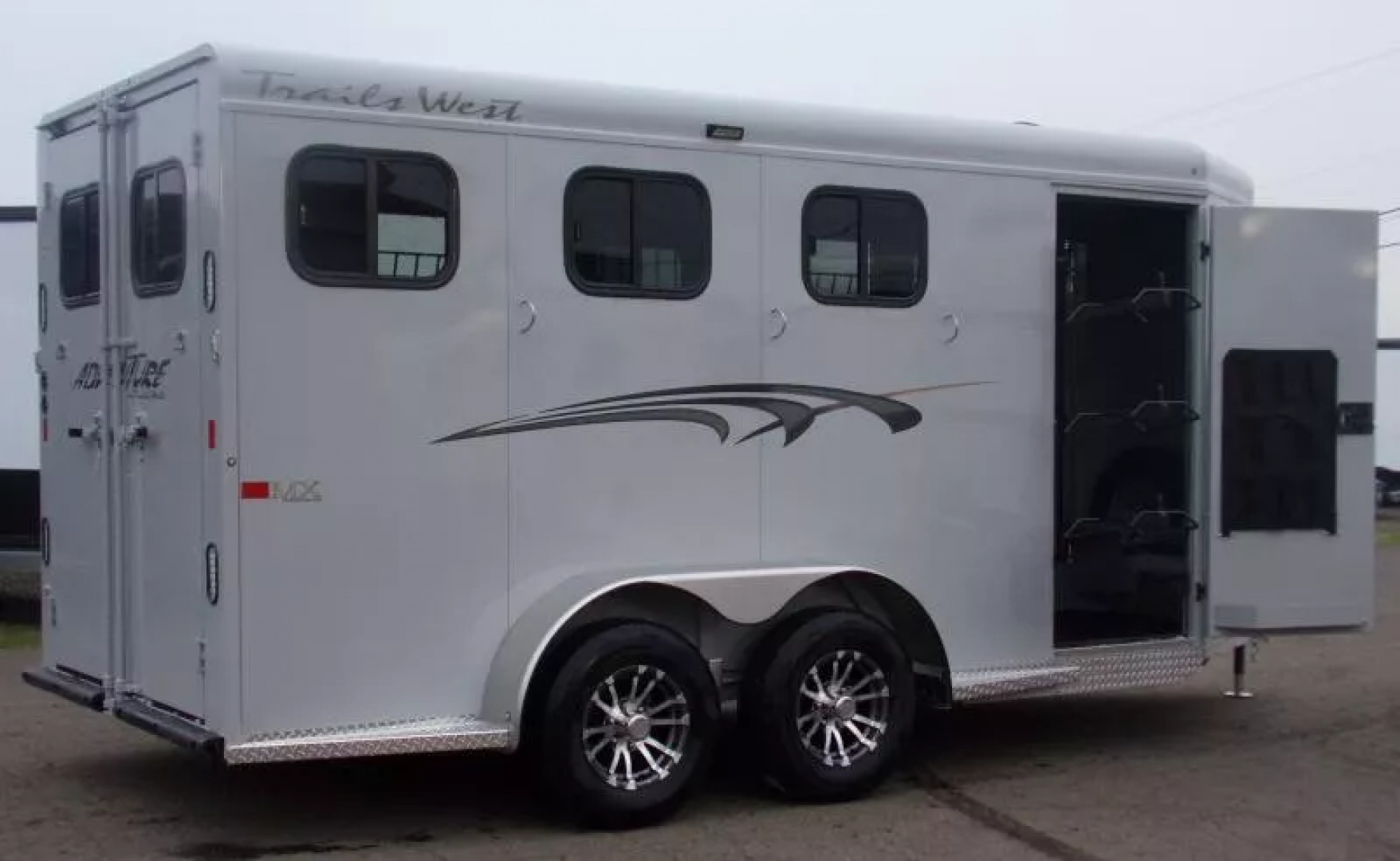 New 2026 Trails West Adventure MX II 3H-GREY-7'T 6'9"W Horse Trailer- Swing out Saddle Rack, Water Tank