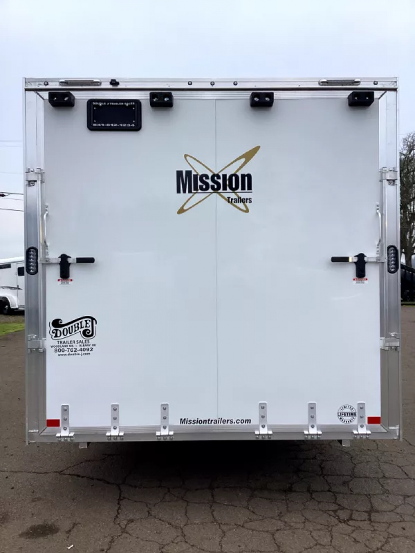 New SEASON CLEARANCE SALE! 2025 Mission MCH 8.5' x 24' Snowmobile All Sport Trailer-White, 15" Aluminum Wheels, 78" Tall Side Access Door, 18" x 24" Sliding Window w/ Screen