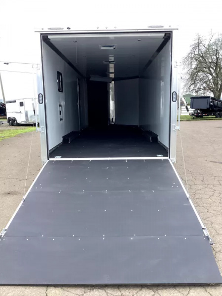 New SEASON CLEARANCE SALE! 2025 Mission MCH 8.5' x 24' Snowmobile All Sport Trailer-White, 15" Aluminum Wheels, 78" Tall Side Access Door, 18" x 24" Sliding Window w/ Screen