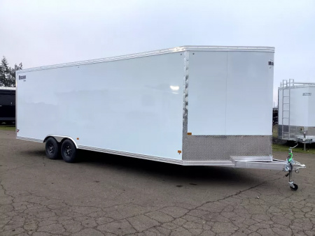New SEASON CLEARANCE SALE! 2025 Mission MCH 8.5' x 24' Snowmobile All Sport Trailer-White, 15" Aluminum Wheels, 78" Tall Side Access Door, 18" x 24" Sliding Window w/ Screen