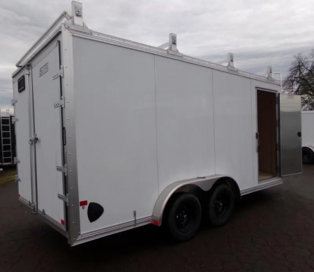 New 2026 ALCOM EZ Hauler 7.5' x 16' Enclosed-Ultimate Contractor Package-Ladder Rack/Catwalk System-Exterior LED Lights-Spare Tire-Double Rear Doors