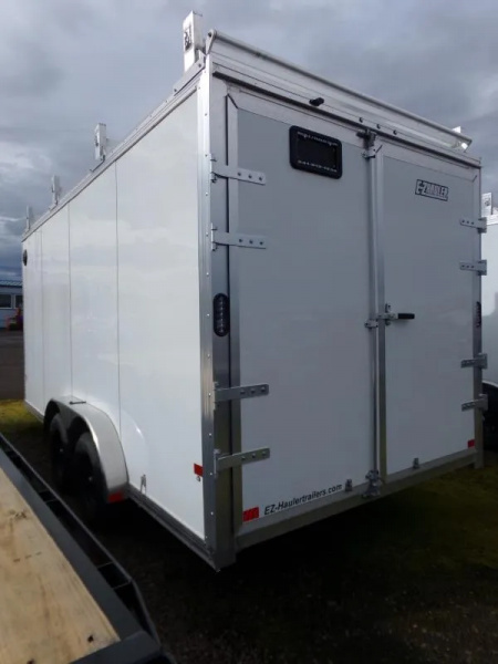 New 2026 ALCOM EZ Hauler 7.5' x 16' Enclosed-Ultimate Contractor Package-Ladder Rack/Catwalk System-Exterior LED Lights-Spare Tire-Double Rear Doors