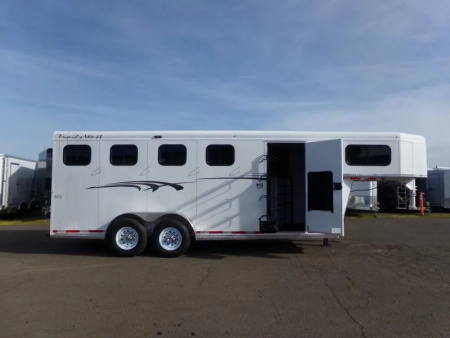 New 2026 Trails West Adventure MX 4 horse Gooseneck Trailer-water tank-rubber mats in tack room-rear gate windows-star caps