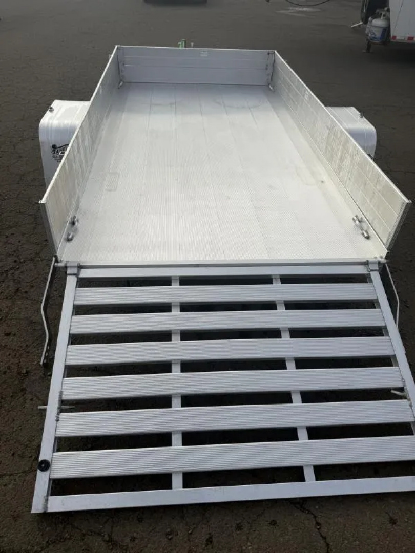 New 2026 Aluma 63" X 10' Aluminum Deck-12" Solid Front & Sides, U-bolt Spare Tire Mount, Strt Tailgate, 13" Steel Wheels