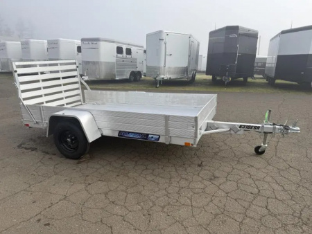 New 2026 Aluma 63  X 10' Aluminum Deck-12  Solid Front & Sides, U-bolt Spare Tire Mount, Strt Tailgate, 13  Steel Wheels