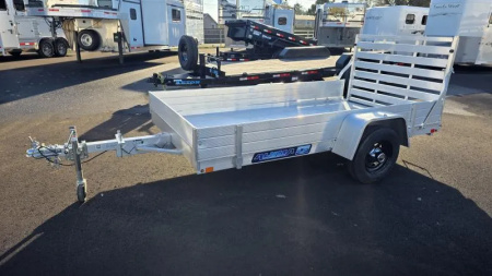 New 2026 Aluma 63  X 10' Aluminum Deck-12  Solid Front and Sides, U-bolt Spare Tire Mount, Strt Tailgate, 13  Steel Wheels Utility Trailer