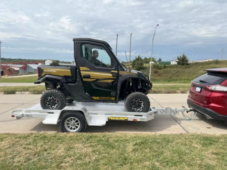 New 2027 Aluma 77x12' Heavy Tilt, 8.5" Front & Side Retaining Rails, 14" Silver Alum Tires Tilt Trailer