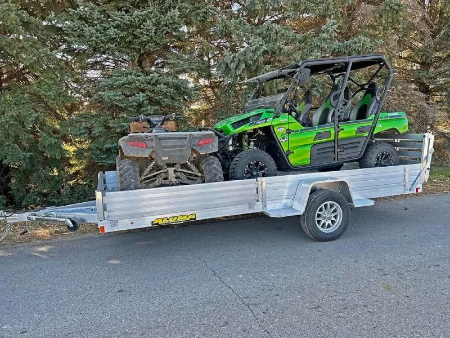 New 2026 Aluma 81x14' Single Axle Ramp Bi-fold Tailgate, Solid Front/Sides, Spare Tire Pkg Utility Trailer