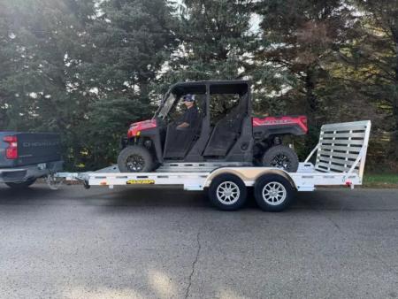New 2027 Aluma 80x16' Tandem Axle, Electric Brakes, Ramp, Straight Tailgate w/ Slotted Rail, Spare Tire Carrier, Alum Wheels