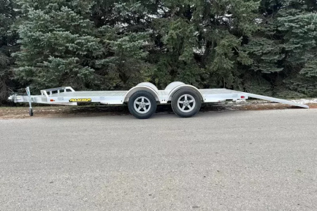 New 2027 Aluma 82x18' Tandem Axle, Electric Brakes, Ramp Front Rail Std 5k RTD 14  Alum Wheels, Spare Tire
