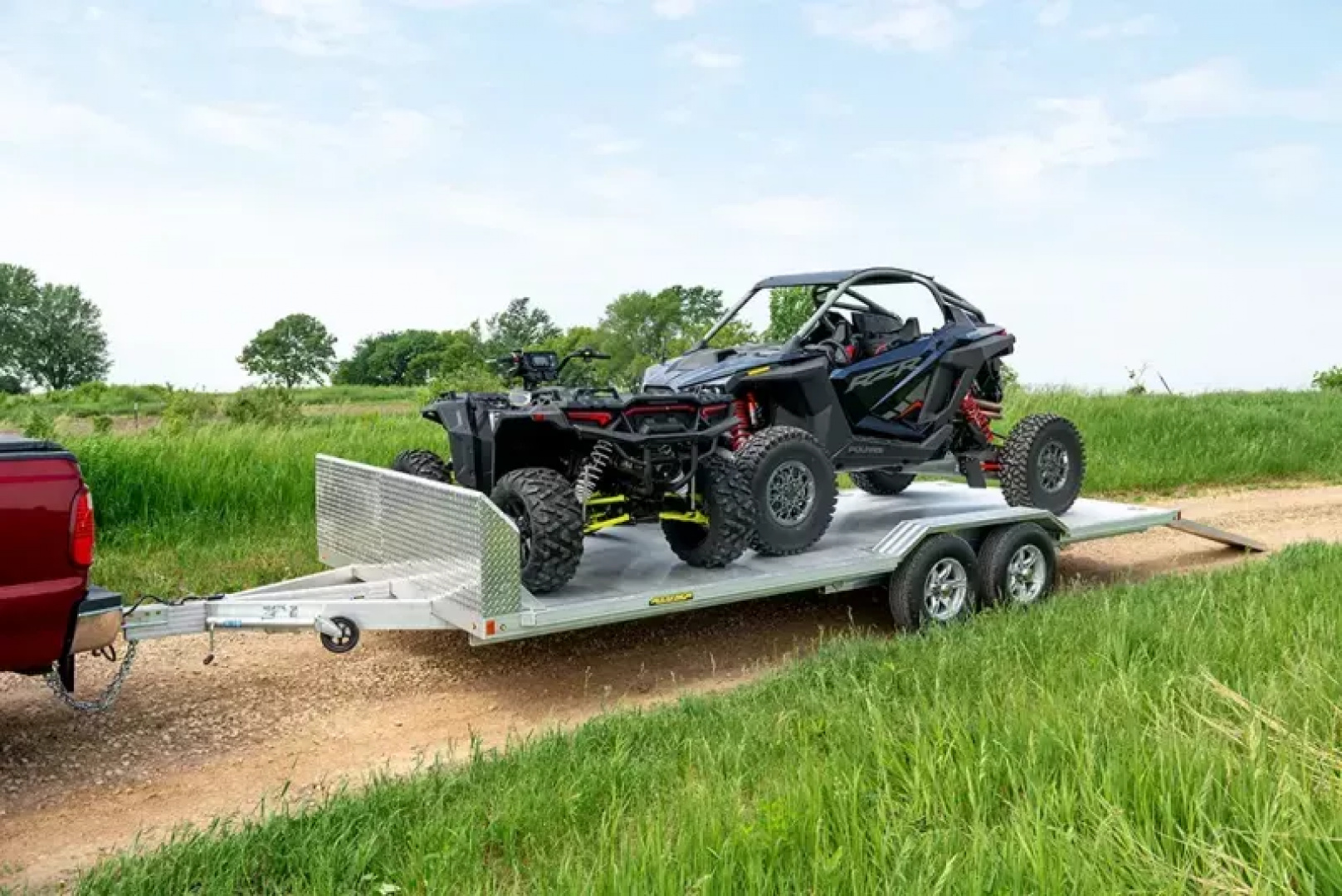 New 2027 Aluma Wide Body 18' Heavy Tandem Axle, Electric Brakes, Drive-On Fender Ramp, Front Rail, 15" Alum Wheels, Spare Tire Pkg