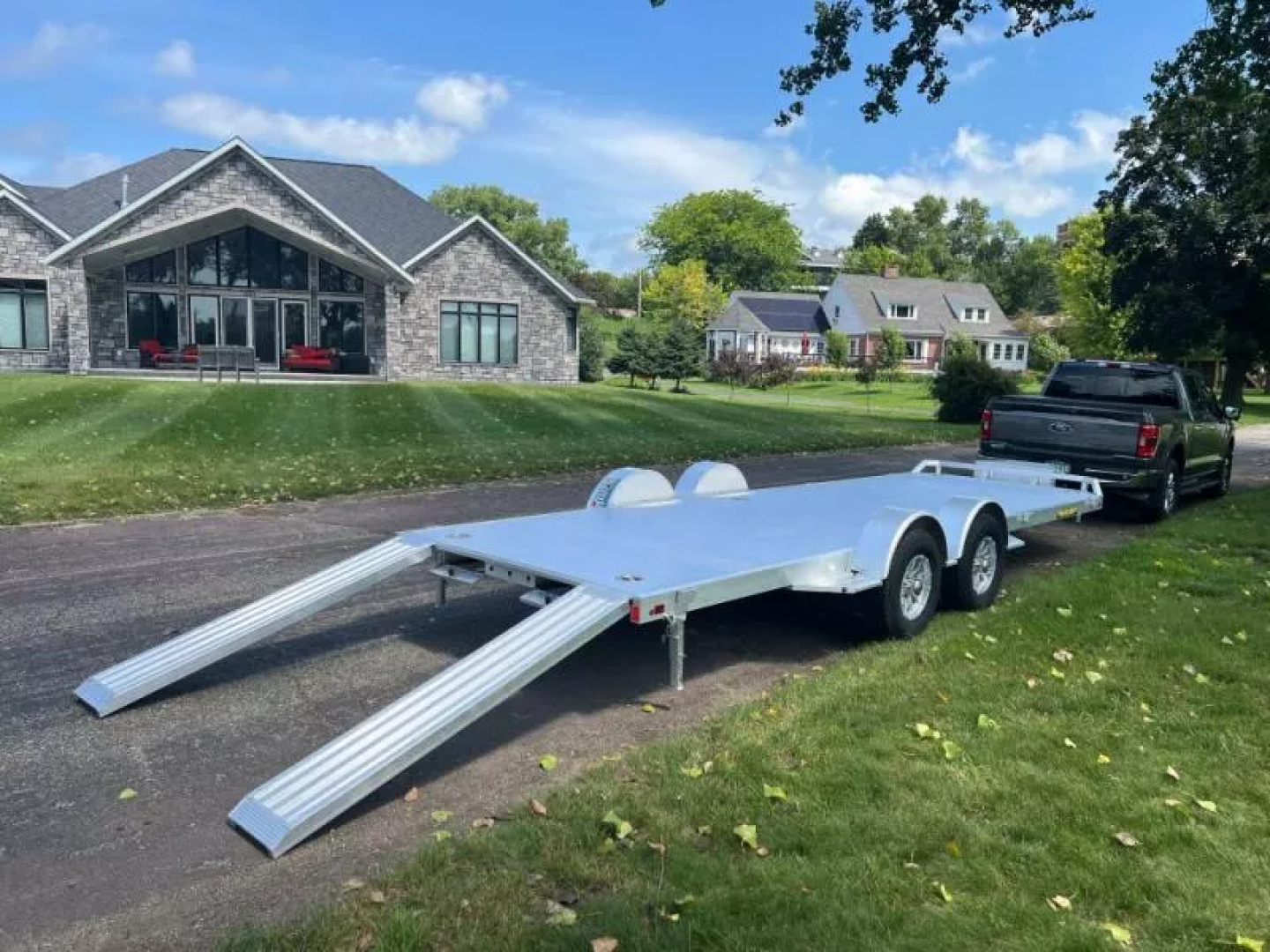 New 2026 Aluma 82x20' Tandem Axle, Electric Brakes, 6' Ramps, Front Rail, 14" Aluminum Wheels, Spare Tire