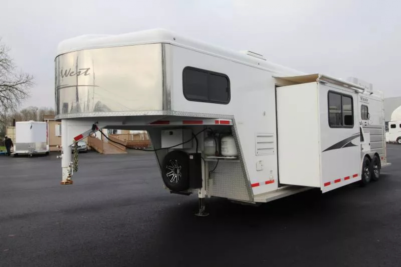 Used 2020 Trails West Sierra 10x15 LQ w/ Slide-out 3 Horse Trailer