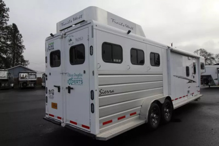 Used 2020 Trails West Sierra 10x15 LQ w/ Slide-out 3 Horse Trailer