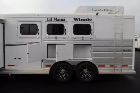 Used 2020 Trails West Sierra 10x15 LQ w/ Slide-out 3 Horse Trailer