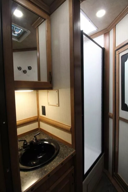 Used 2020 Trails West Sierra 10x15 LQ w/ Slide-out 3 Horse Trailer