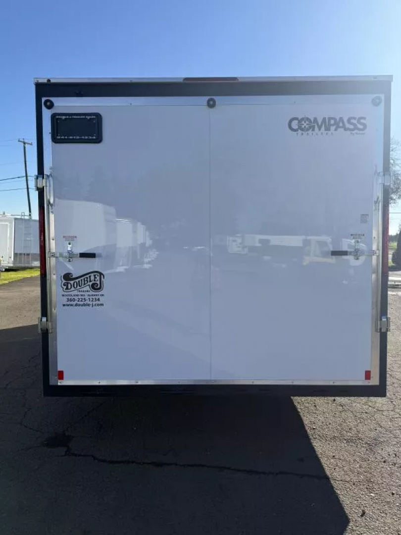 New 2026 Compass 8.5x24' Indigo DLX Car Hauler Trailer-6" Addt'l Interior Height-5200# Axles-Flat Top V-Nose-15" Wheels-Spare Tire