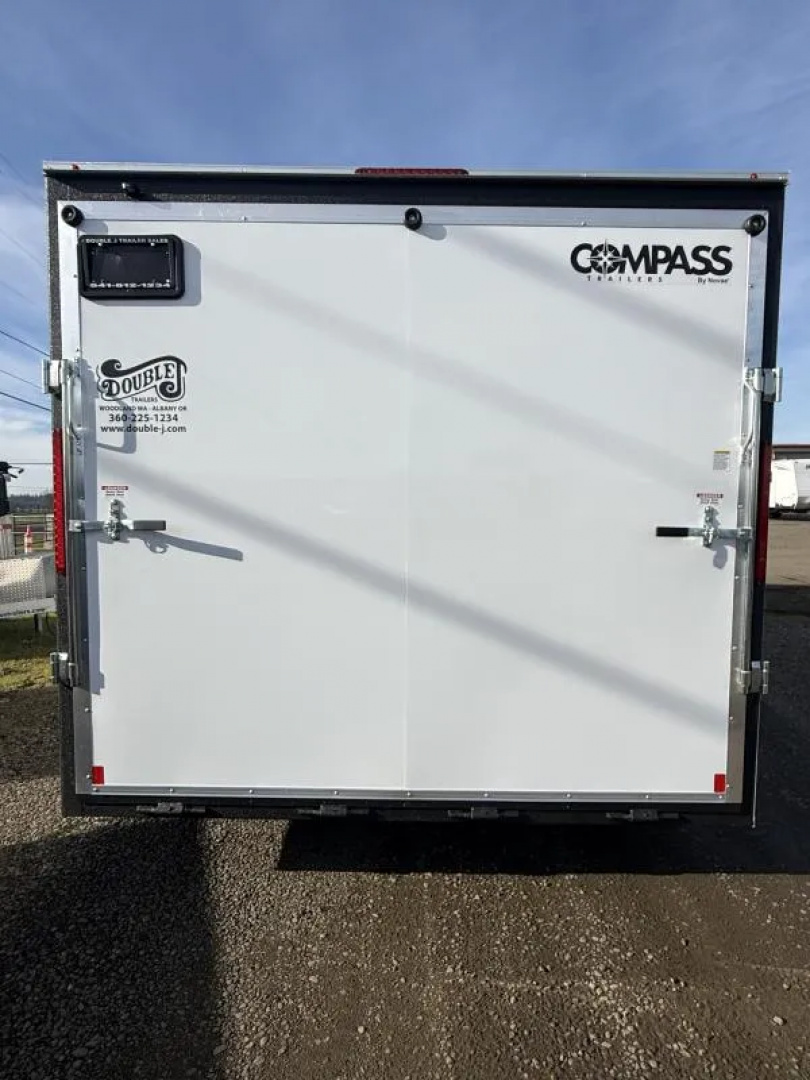 New 2026 Compass 8.5x20' Enclosed Car Hauler-Indigo DLX Flat Top V-Nose-7k GVWR-6" Addt'l Height-Fold Down Stabilizer Jacks
