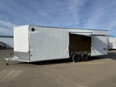 New 2026 ALCOM EZ Hauler 8.5x24 Enclosed Car Hauler XLT Pro Series-White-Custom Elite Escape Door-3  Addt'l Height-5200# Axles