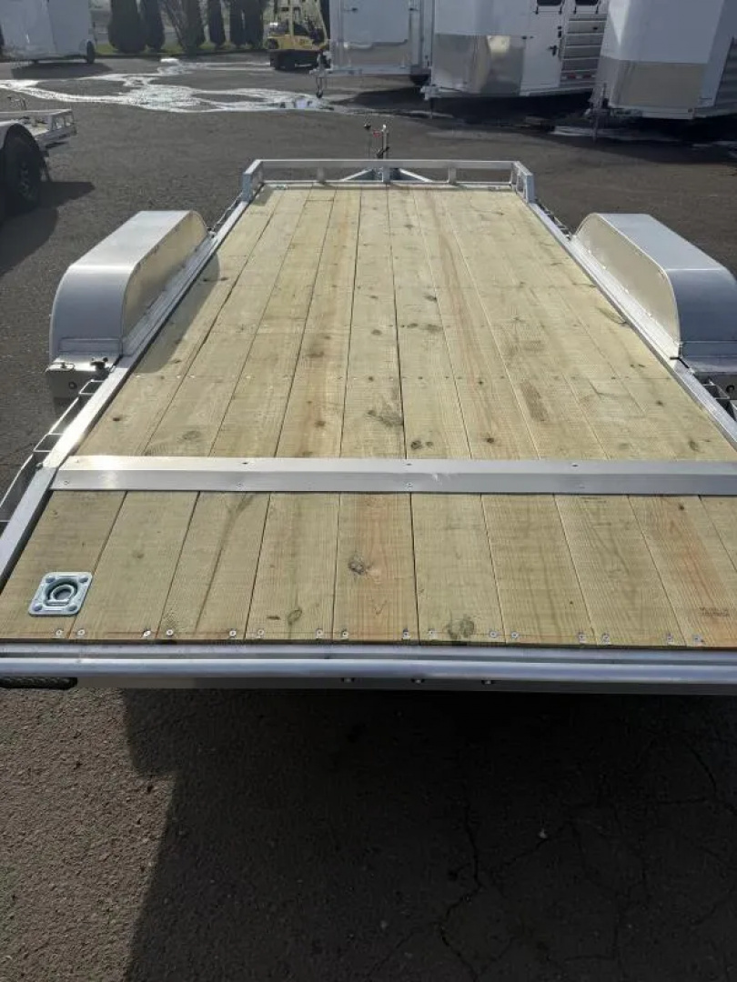 New 2026 Mission Open Car Hauler 6'4"x16'-Wood Deck-(4) Recessed D-Rings-2' Beavertail-6' Stowaway Aluminum Ramps, 3500# Leaf Spring Axles Car Hauler