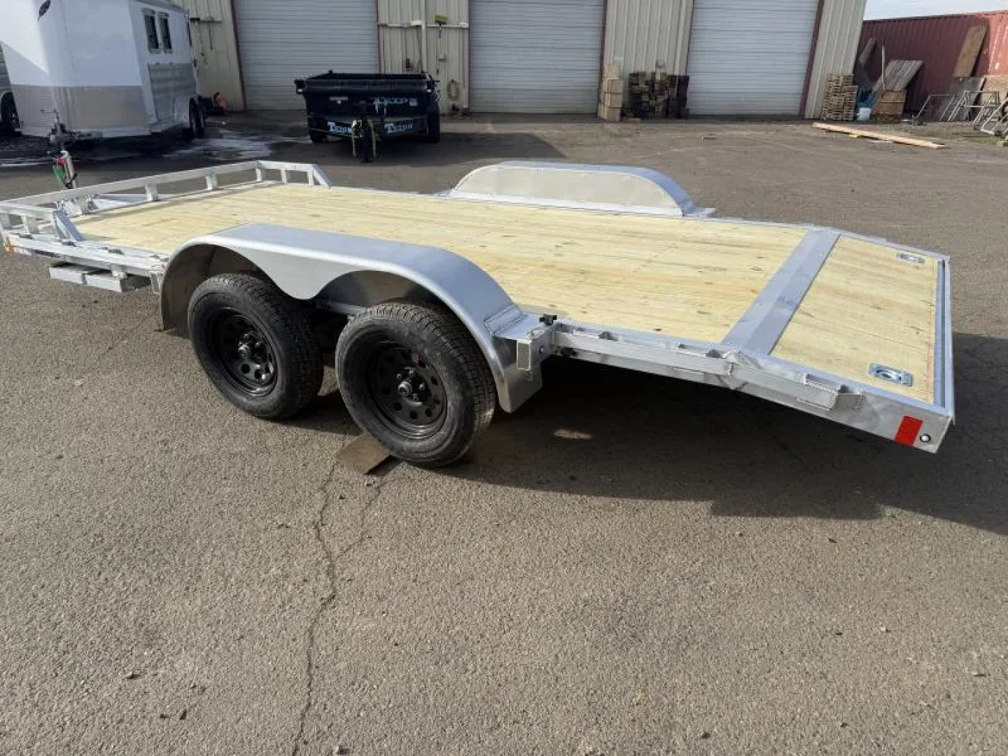 New 2026 Mission Open Car Hauler 6'4"x16'-Wood Deck-(4) Recessed D-Rings-2' Beavertail-6' Stowaway Aluminum Ramps, 3500# Leaf Spring Axles Car Hauler