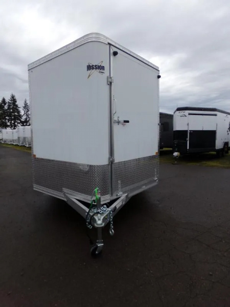 New 2026 Alcom Mission Snowmobile Trailer-All Season Peak Value-2-tone; White/Silver-Front DS Ramp-3500# Axles-Spare Tire