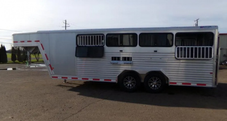 New NEW Frontier 8x20 Low Profile 8 Pen Small Animal Livestock Trailer LOADED!  All Alum Stock /
