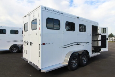 New 2026 Trails West Classic II Extra Tall 3 Horse Trailer w/ Escape Door