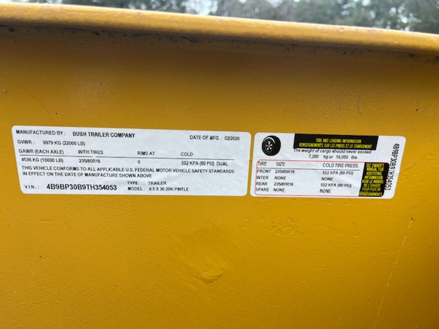 Re-manufactured 2026 Bush Trailer Company 8.5 X 30 22K PINTLE HOOK Equipment Trailer