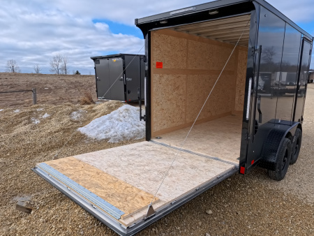 New 2026 Stealth Trailers 6 x 12 x 6.5 Cobra Cargo / Enclosed Trailer, 7k GVWR, Rear Flare with Load Lights, Charcoal with Blackout Pkg.